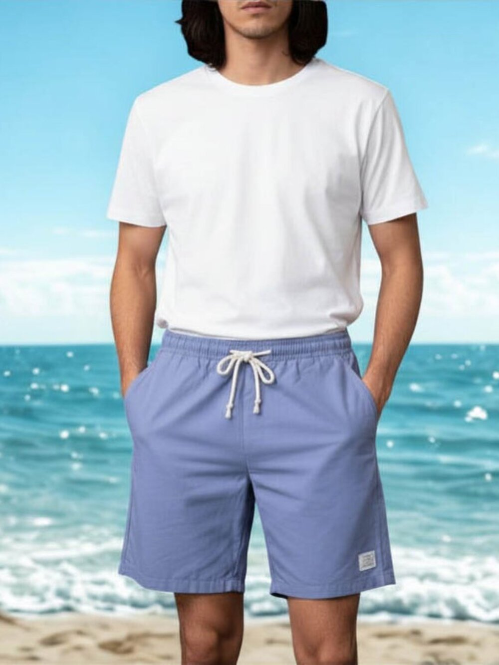 JMIERR Mens Classic Wear Shorts Elastic Waist Drawstring Blue Size 38 NEW